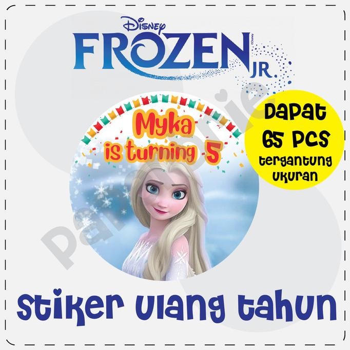 

ready Label stiker FROZEN ELSA Ulang Tahun Anak sticker ULTAH bisa custom murah