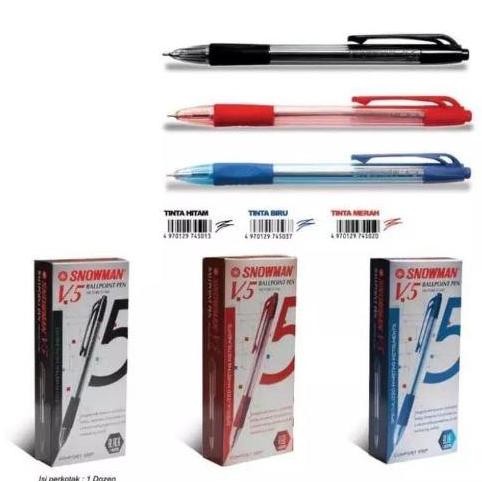 

tyS (12pc) PULPEN / PEN SNOWMAN V5 / BALLPOINT SNOWMAN 0.7mm