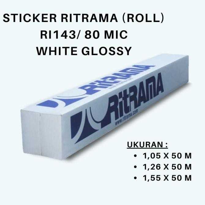 

ready Sticker Ritrama White Gloss 80 Mic - Uk. 1,26 x 50 M (Roll) | 23.500 murah