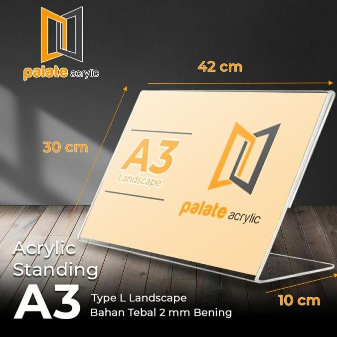 

tyS Acrylic Tent Holder A3 L / Akrilik A3 L Landscape/ A3LL / Acrilic 2mm