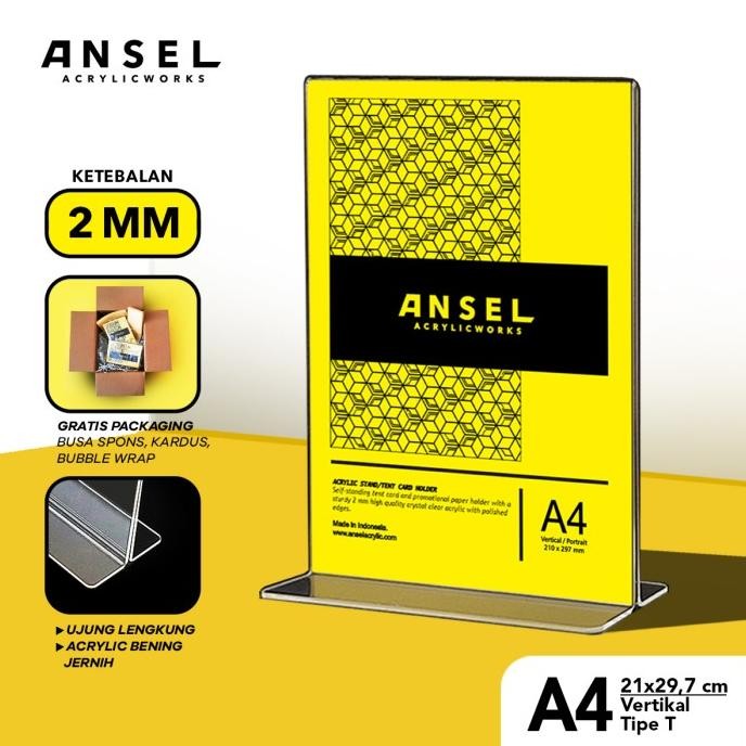 

tyS Tent Holder Akrilik Tipe T / A4 Vertikal 21x29,7 cm / Acrylic Display