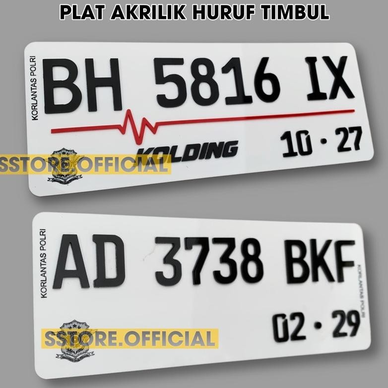Plat Nomor Motor Akrilik Huruf Timbul Universal