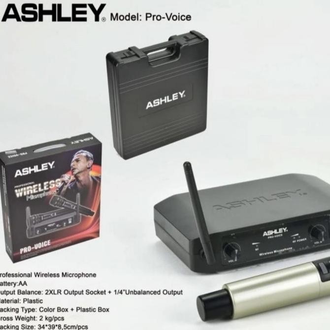Mic Wireless Ashley Pro Voice UHF Original Microphone Tanpa Kabel