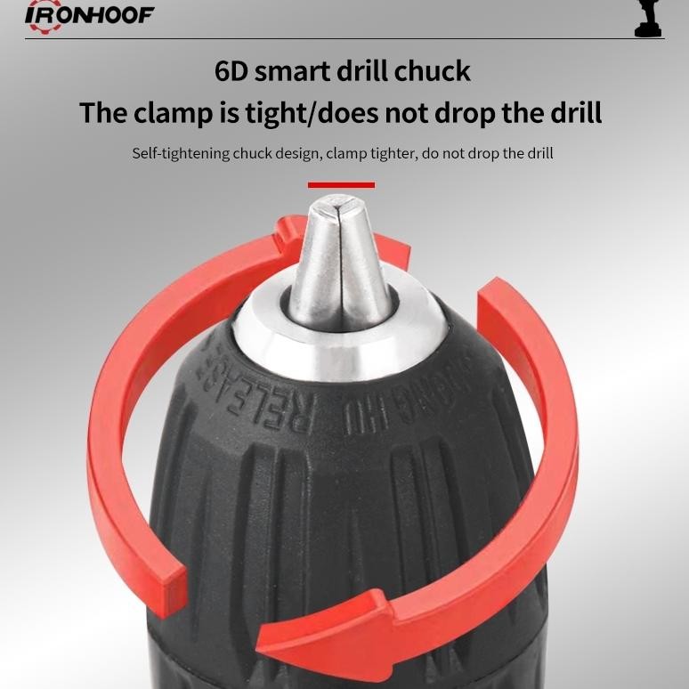 ready  IRONHOOF Mesin Bor 288V Bor Baterai Brushless Mesin Bor Lisrik Cordless Bor Lithium