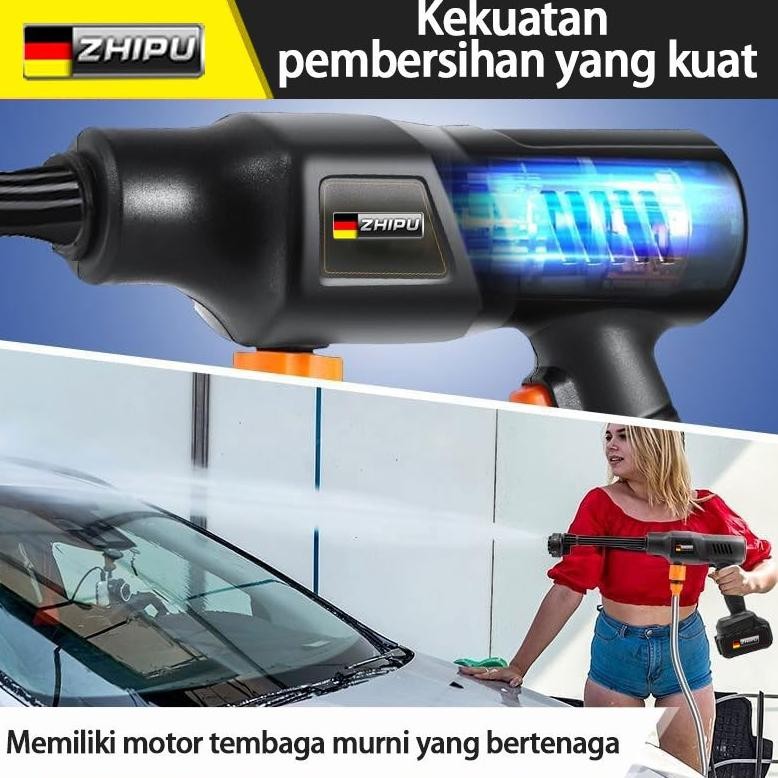 ready  ZHIPU 500W Alat Semprot Air 100Bar mesin cuci mobil Jet Cleaner Motor Mini Portable semprotan