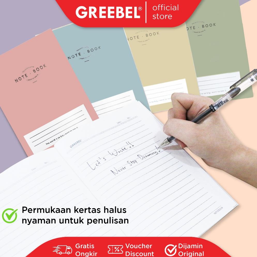 

baru !!! GREEBEL Notebook A5 Buku Diary Aesthetic / Note Book 8080 A5O 14 / Buku Note Binder 80 Halaman / Buku Tulis Lucu Pastel
