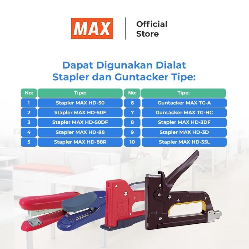 

MAX Isi ulang/refill 3-1M (PACK) isi Stapler Staples Jegrekan Hekter HD 50 TGA Gun Tacker Heavy Duty Staples murah