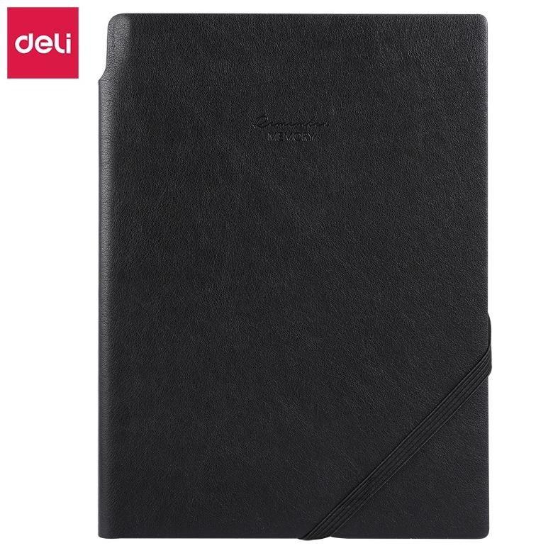 

baru !!! Deli Leather Cover Notebook / Buku Catatan / Agenda Sampul Kulit A5 96 Lembar Pen Holder Rubber Band EN130L