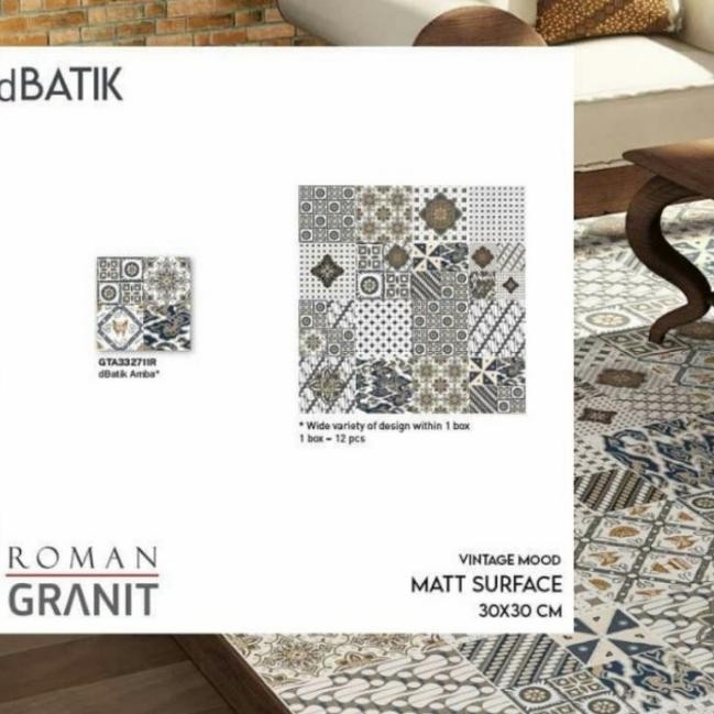 New Granit Motif Batik/Granit Lantai Vintage dBatik Amba GTA332711R/Roman