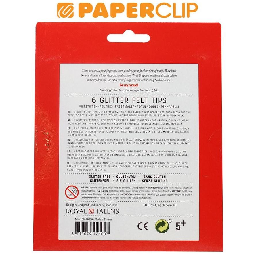 

baru !!! SPIDOL BRUYNZEEL FELT TIPS GLITTER SET 6 60126006
