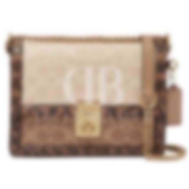 Hutton Shoulder Bag in Blocked Signature Canvas Snakeskin Detail (89068)