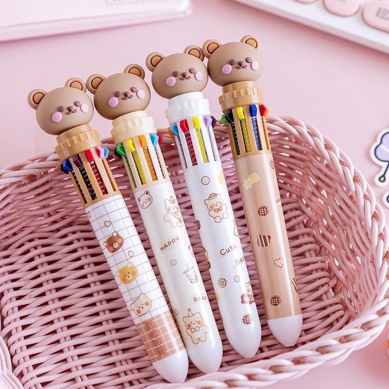 

baru !!! MOKA 1 LUSIN PULPEN KARAKTER TEDDY BEAR10 WARNA / PULPEN WARNA WARNI MK08