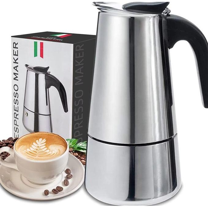 Alat Pembuat Kopi Moka Pot Espresso Maker Coffee Maker Stovetop Stainless Steel Alat Seduh Pemanas T