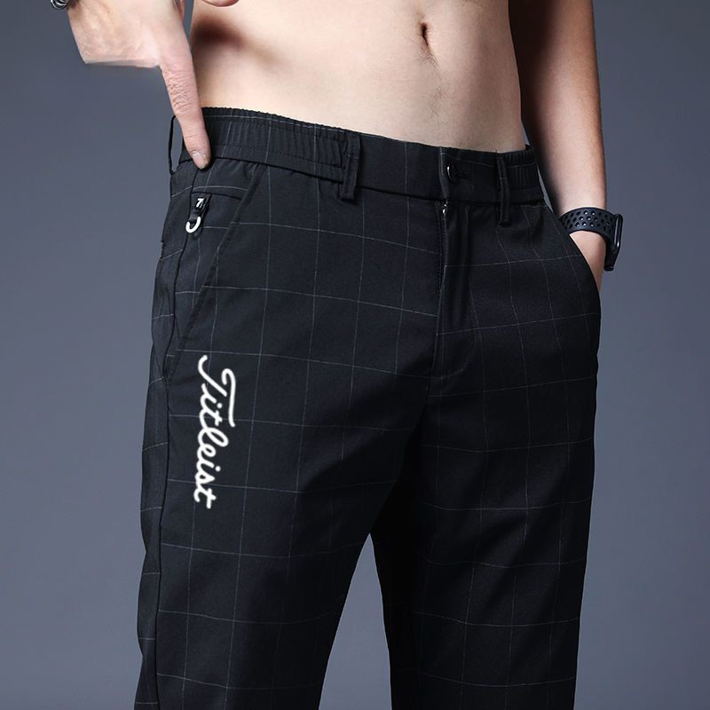 Golf Clothing Golf Pants Men Straight Slim Fit Plaid Long Pants Outdoor Sports Golf Pants