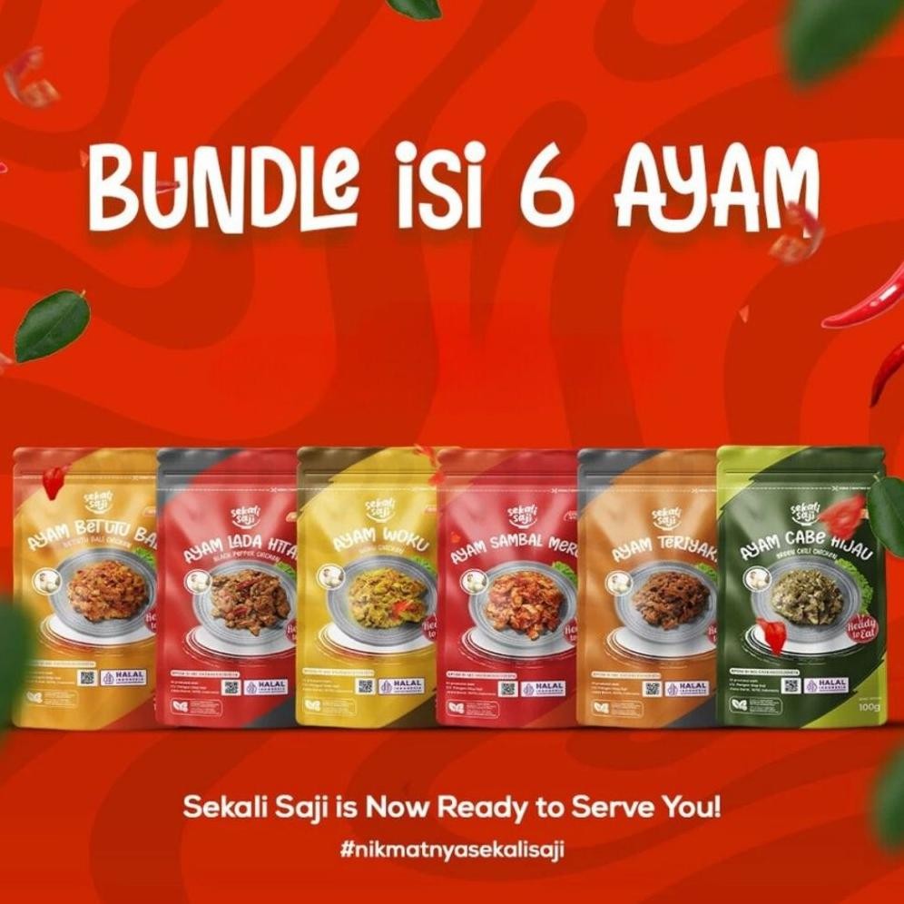 

READY STOK SEKALI SAJI - Bundling Paket Ayam Isi 6 Lauk Instant 100gr Makanan Siap Saji Lauk Pauk Mateng Halal Siap kirim