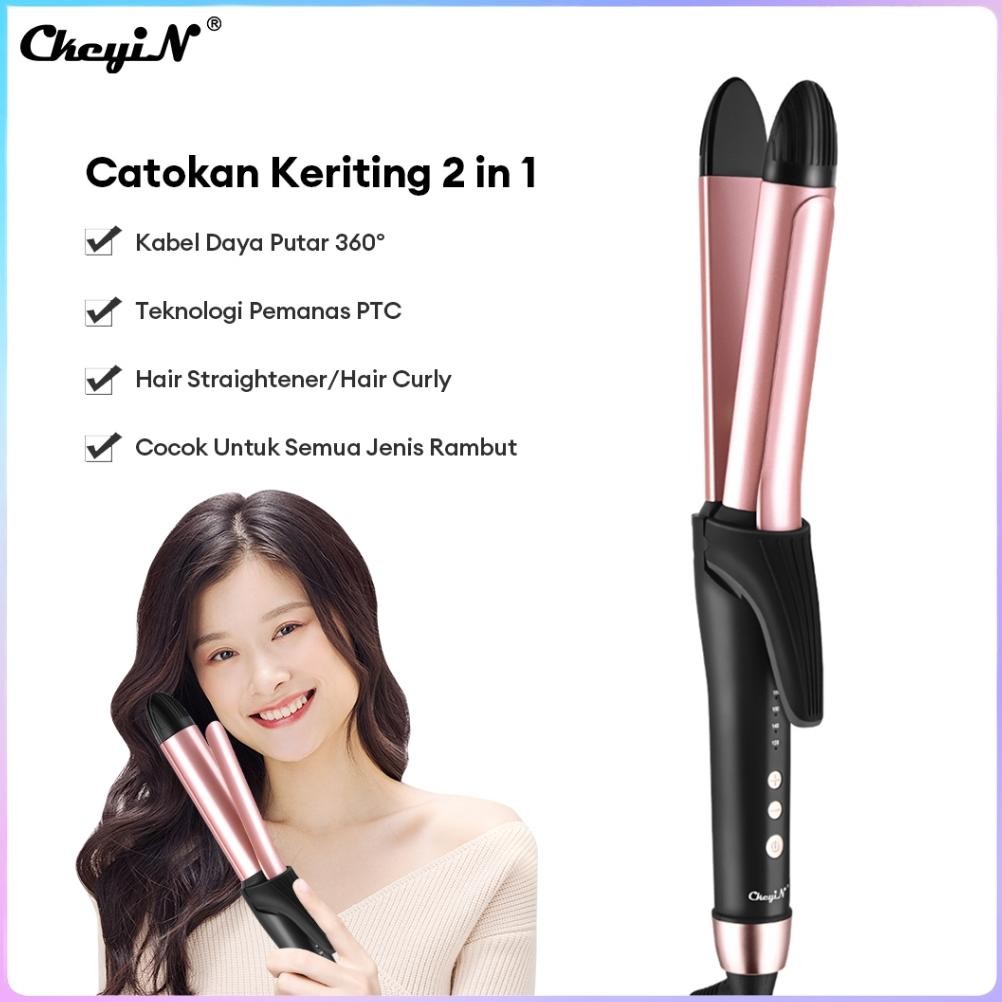TERLARIS CkeyiN Catokan Rambut Curly 2 IN 1 Hair Straightener Hair Curly Automatic Catok Keriting Da
