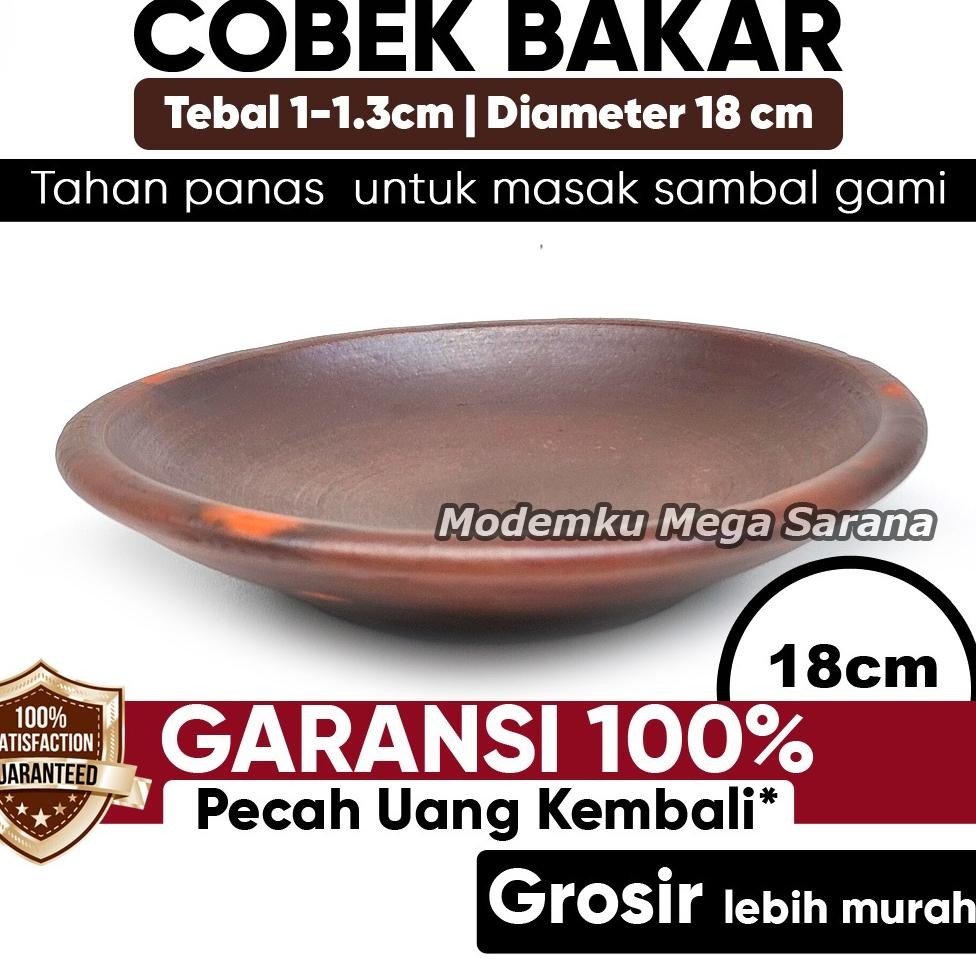 Gr-8 Cobek Bakar Tahan Panas Piring Tahu Gejrot Gerabah Tanah Liat - Diameter 18 Cm Cobek Tahu Tek T