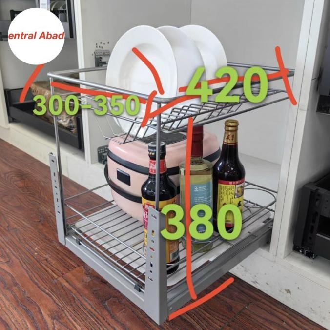 RAK PIRING PIRING STAINLESS 2 SUSUN / DISH RACK / RAK PIRING BAWAH KITCHEN SET