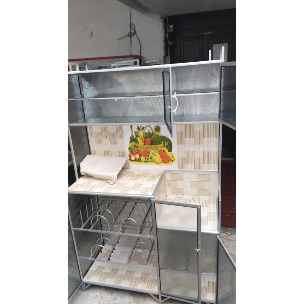 LEMARI PIRING RAK PIRING KACA 3 PINTU ALAS KERAMIK MAGIC SENG BOGOR