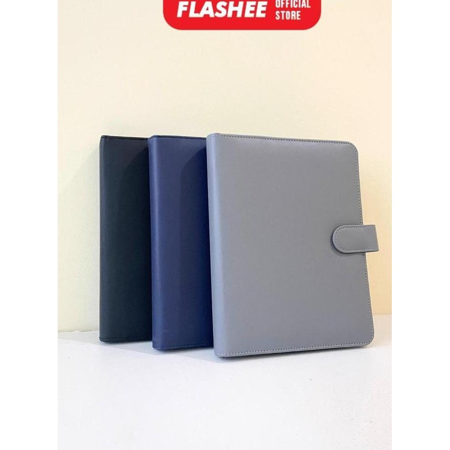 

new !!! Flashee Binder Kulit Polos Eksklusif A5 20 Ring Buku Agenda Levi A5 Organizer Kulit Sintetis Cover Paper Stationery Multifungsi murah