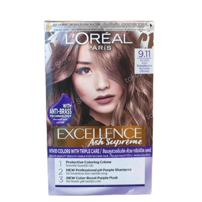 BEBAS ONGKIR - Pewarna Rambut Loreal Excellence Fashion 9.11 Silver Ash dengan Hi-Shine Complex - Ca