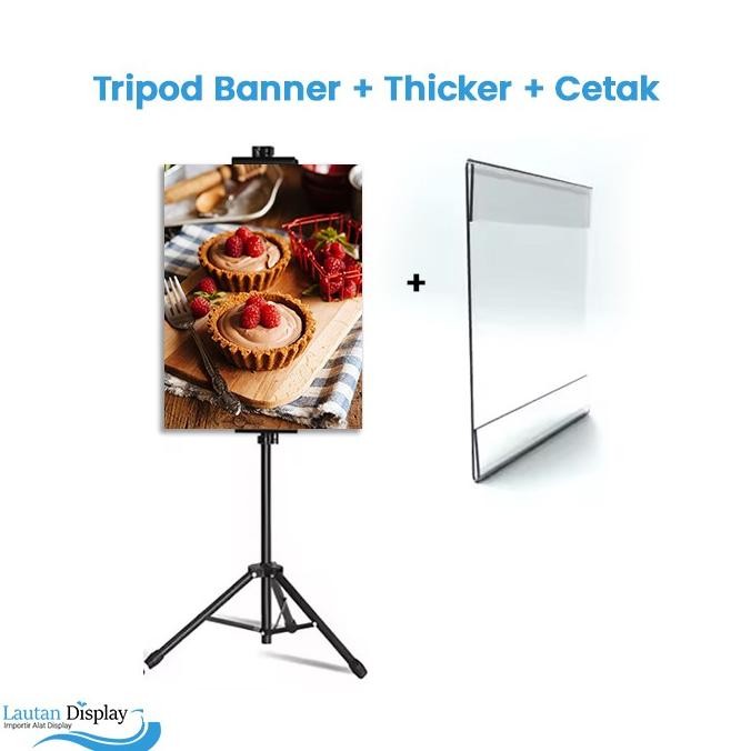 

ready !!! Tripod Akrilik Stand Banner Plus Cetak Poster Art Carton A3 dan A4 2mm murah
