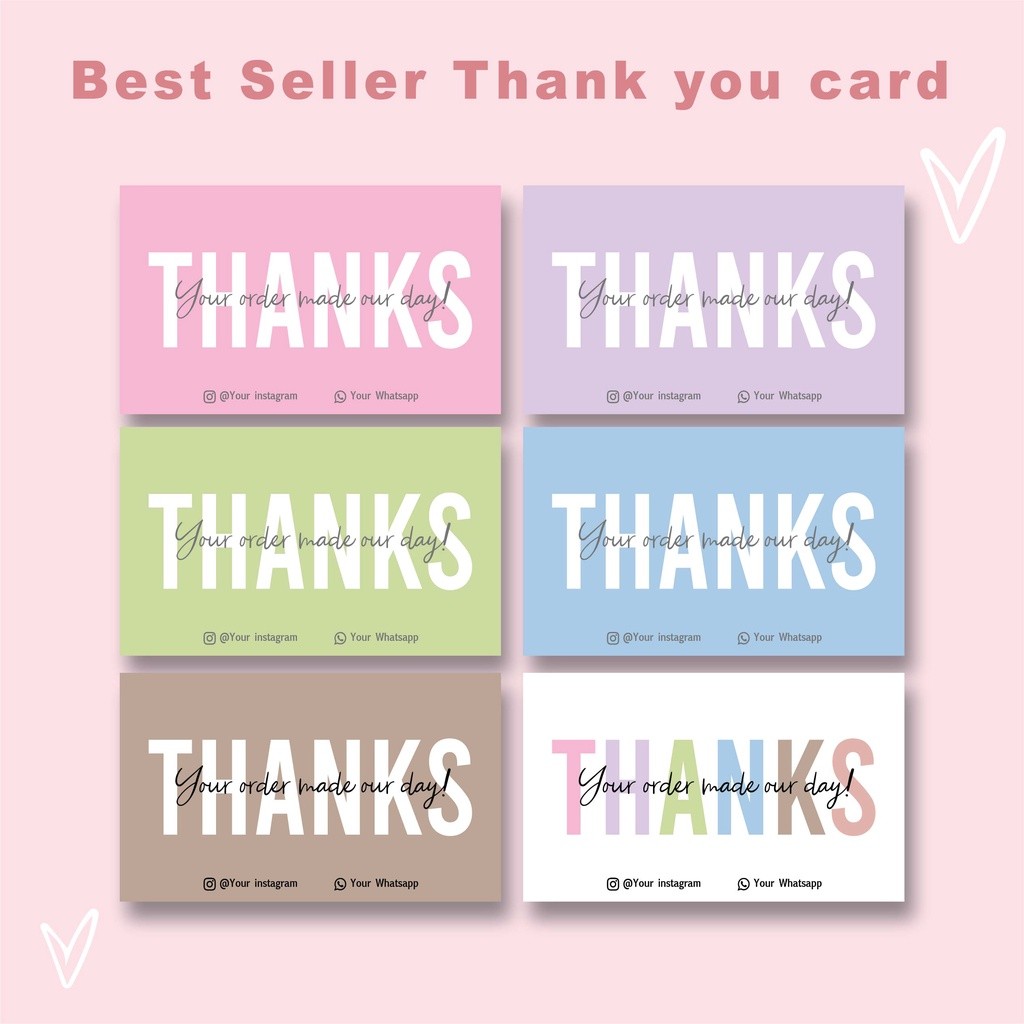Thank You Card Custom / Kartu Ucapan / Gift card / Sticker Thank You / Custom Kartu Ucapan