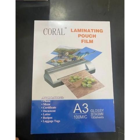

ghs-55 JH85 100 LEMBAR LAMINATING FILM CORAL A3 HOT LAMINASI PANAS KUALITAS TERBAIK Viral Hemat