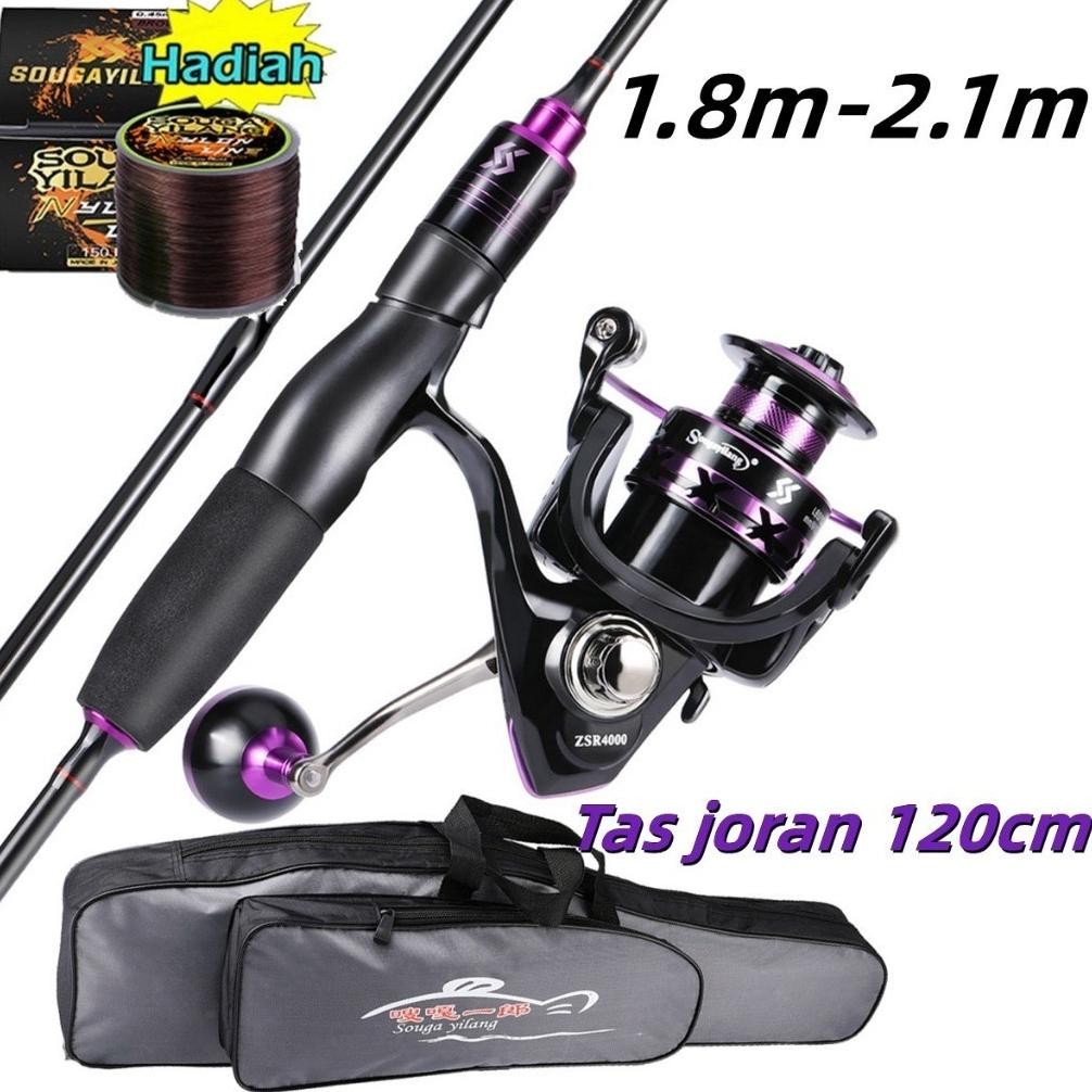 Sougayilang Pancing Set 1.8/2.1m 2 bagian joran spinning pancing 2000-7000reel pancing 13BB 5.01 Ras