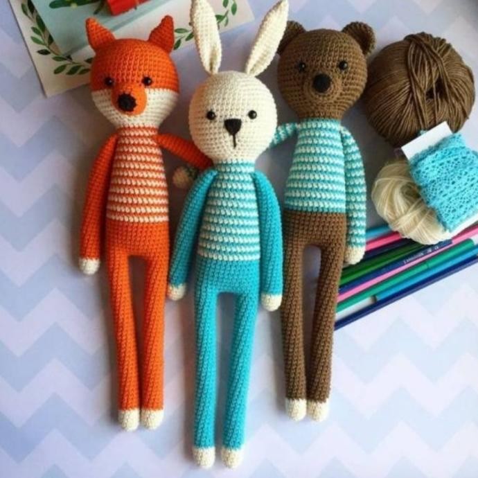 COD Amigurumi boneka rajut bunny bear fox mang tae