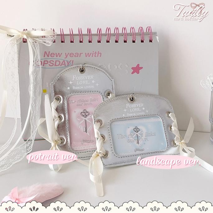 

new !!! Bibimcat - Twilly Ribbon ID Card Holder PC Photocard Holder Name Tag Pita Ballet Coquette Cahol murah