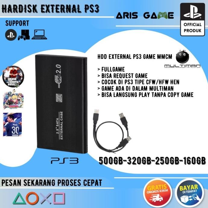 HARDISK EXTERNAL HDD PS3 500GB/320GB/160GB/CFW/HEN/PS3 FAT SLIM murah