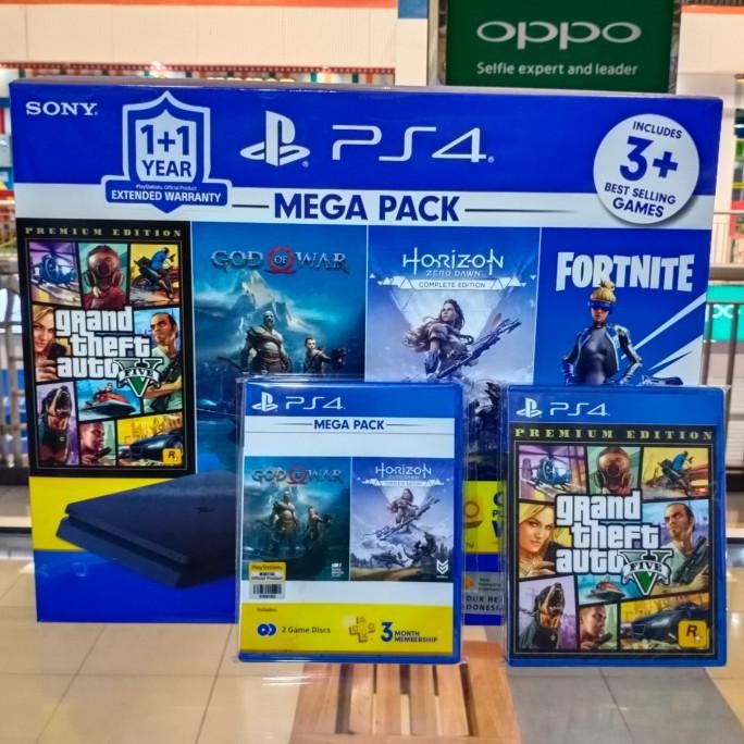 PS4 Slim 1TB Megapack 2 bundle GOW Horizon GTA playstation4 mega pack murah
