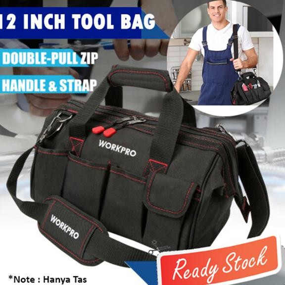 TAS SELEMPANG JINJING PERKAKAS HARDWARE 12 INCH TEMPAT WADAH PENYIMPANAN ORGANIZER ALAT TUKANG BANGU
