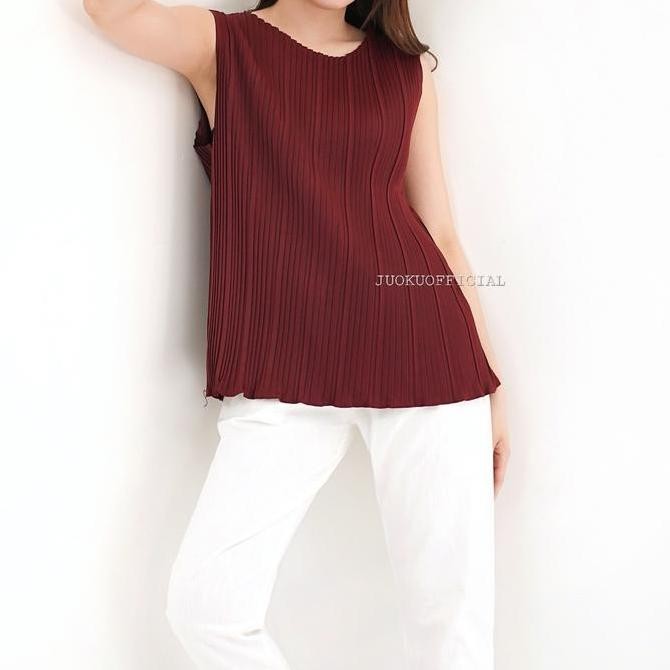 ATASAN PLISKET BB WAVY TANPA LENGAN / BAJU PLISKET / TANKTOP PLISKET / PLEATED TOP