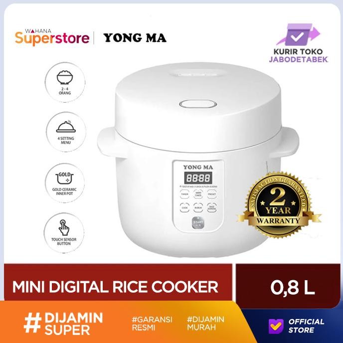 yong ma mini digital rice cooker 0.8 l - smc 0045 | smc0045 putih