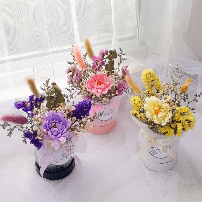 Baru Aster Mini Soap Flower Bloom Dome Bunga Sabun Bloom Box Bunga Box