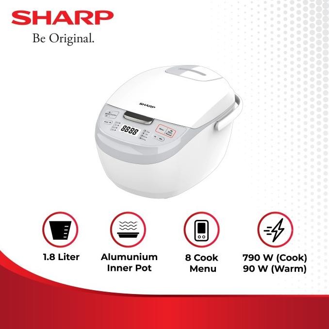 sharp rice cooker digital 1.8l ks ds18wh / ks-ds18-wh / ks-ds18 white magic com - 8 auto cook menu -