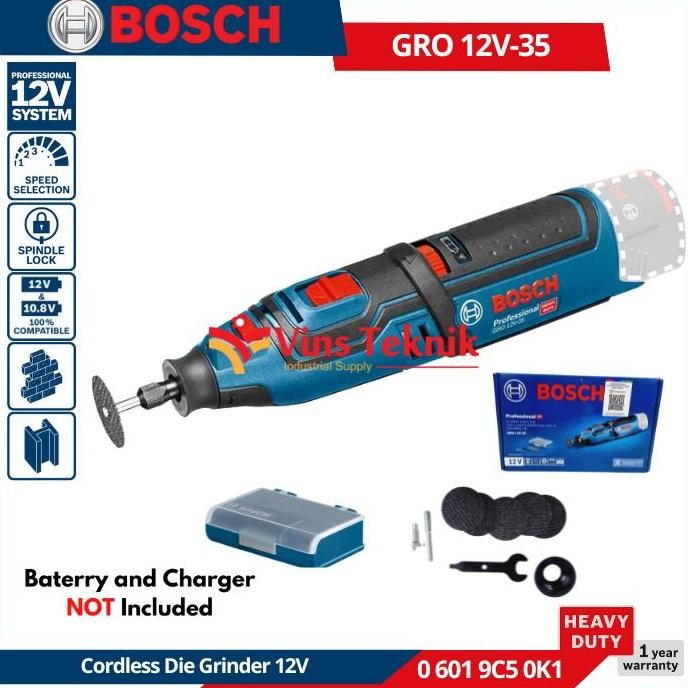 Terlaris Bosch Gro 12V-35 Cordless Mesin Gerinda Tuner Rotary Tool Mini Die Grinder Gro12V-35 Ready 