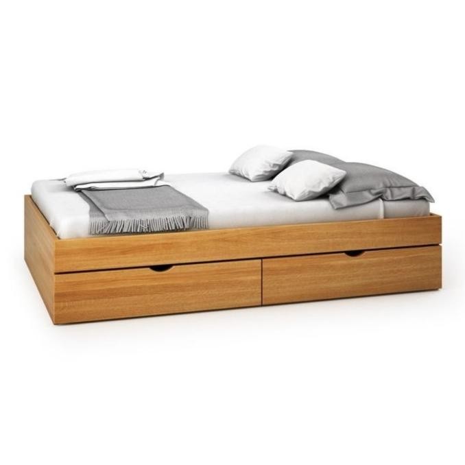 dipan kayu single bed / dipan laci 2 / ranjang laci kayu - 90x200