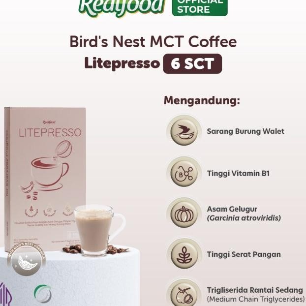

Realfood Litepreo Mct Coffee Arang Burung Walet 6 Pc