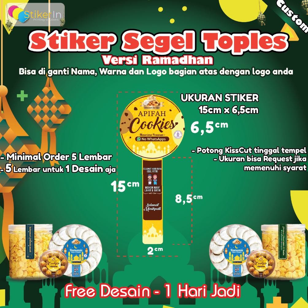 

H-4 Ew-98 Stiker Idul Fitri / Stiker Segel Ramadan / Stiker Toples Kue Kering / Bisa Custom Proses Cepat