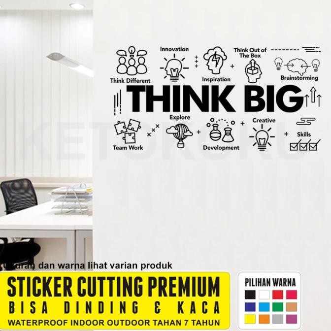 SALE STIKER DINDING MOTIVASI KANTOR DAN KACA RUANG KERJA QUOTES THINK BIG CUTTING STICKER