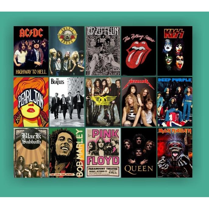 SALE STIKER DINDING A5 15 PCS POSTER BAND LAWAS STICKER BAND VINTAGE