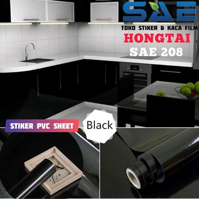 SALE! STIKER LEMARI PAKAIAN HITAM GLOSSY TAHAN AIR DEKORASI KERTAS - UKURAN 50X120 CM