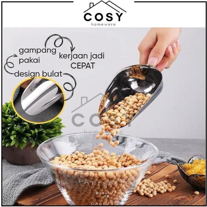 

Terlaris Cosy Sekop Es Batu Serokah Biji Beras / Skop Tepung Scoop Stainless Steel Anti Karat Sendok Tanah