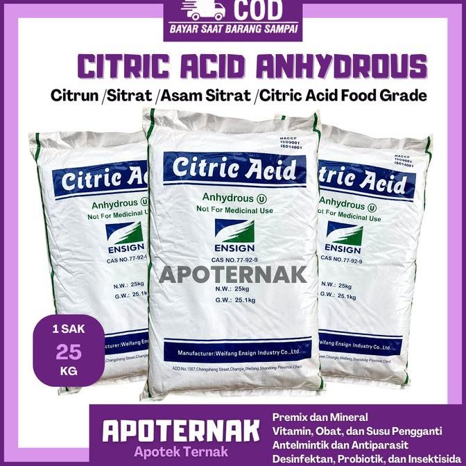 

Terbaru CITRIC ACID ANHYDROUS 25KG 1SAK - Citroen Asam Sitrat - Asam Sitrun Food Grade