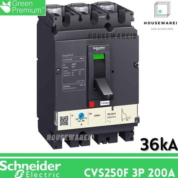 MCCB 3p 200a 3 Phase 200 Ampere Schneider CVS250F LV525332 Original
