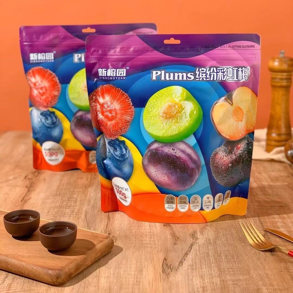 

Xinrongyuan Colorful Rainbow Plum California Prunes Green Mouth Plums Bayberries Blue Plums Preserved Plum Dried Fruit Snack Combo
