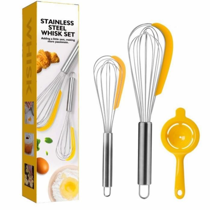 

Terlaris Whisker Set 3Pc Whisk Stainless Spatula Egg Separator Pemisah Telor